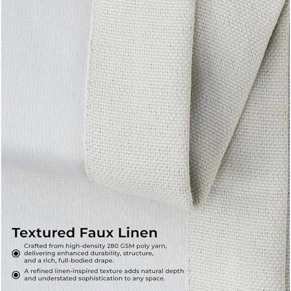 Faux Linen Curtains for Living Room, Room Darkening Curtains (1 Panel)- Taupe - Picture 3 of 6